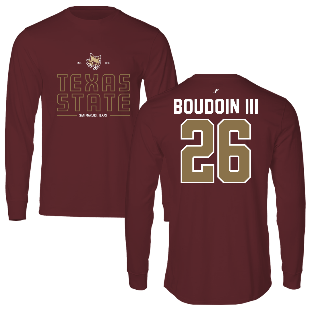 Texas State University Football Maroon General Long Sleeve - #26 Michael Boudoin III