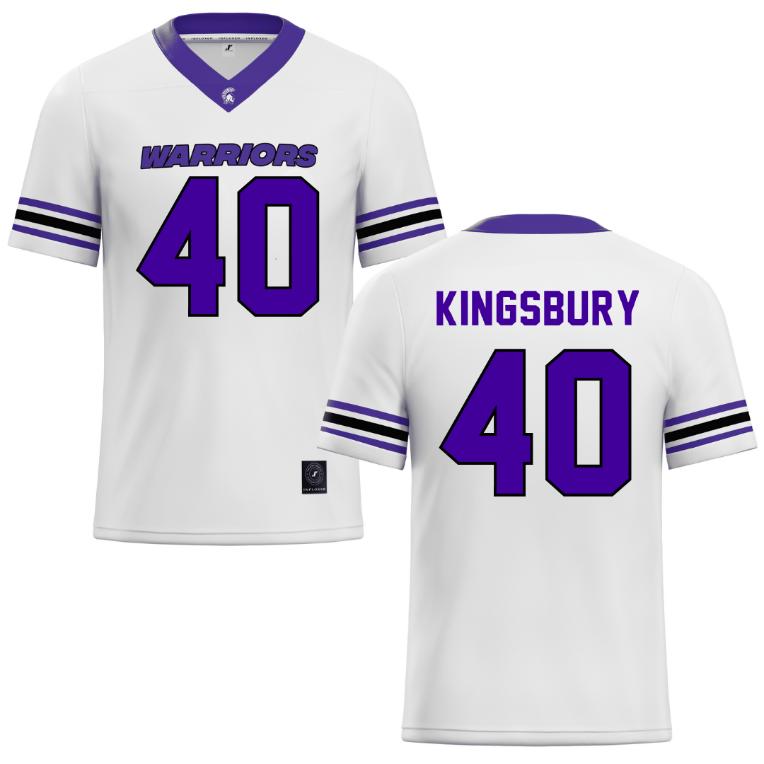 Winona State University White Football Jersey - #40 Ben Kingsbury