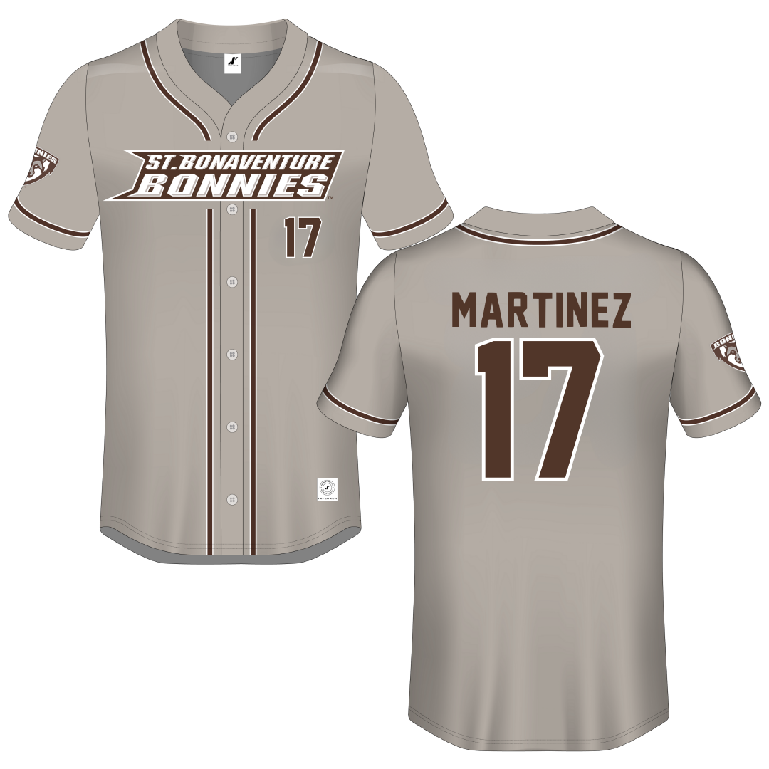 St. Bonaventure University Gray Button-Down Jersey - #17 Bryana Martinez