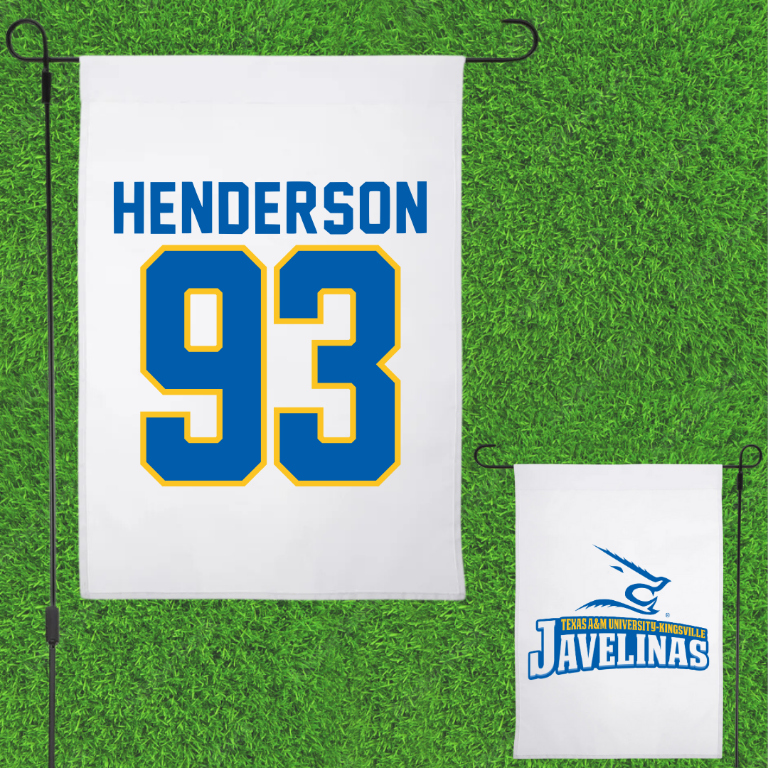 Texas A&M University-Kingsville Football White Garden Flag - #93 Xavier Henderson