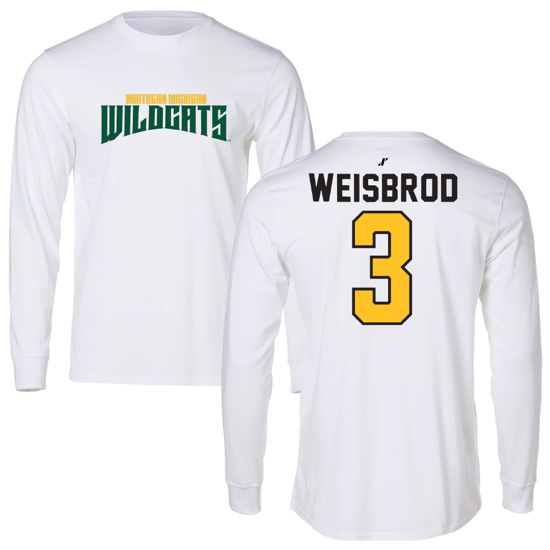 Northern Michigan University Basketball White Classic Performance Long Sleeve - #3 Max Weisbrod