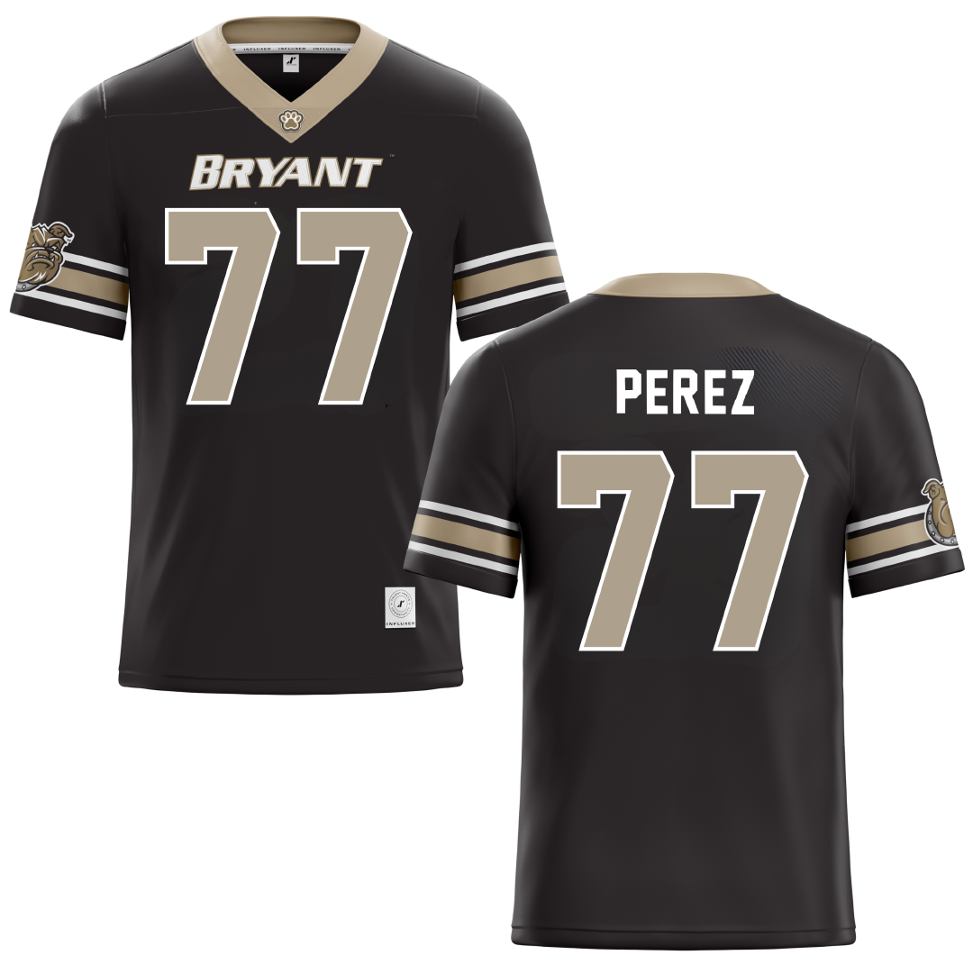 Bryant University Black Football Jersey - #77 Anthony Perez