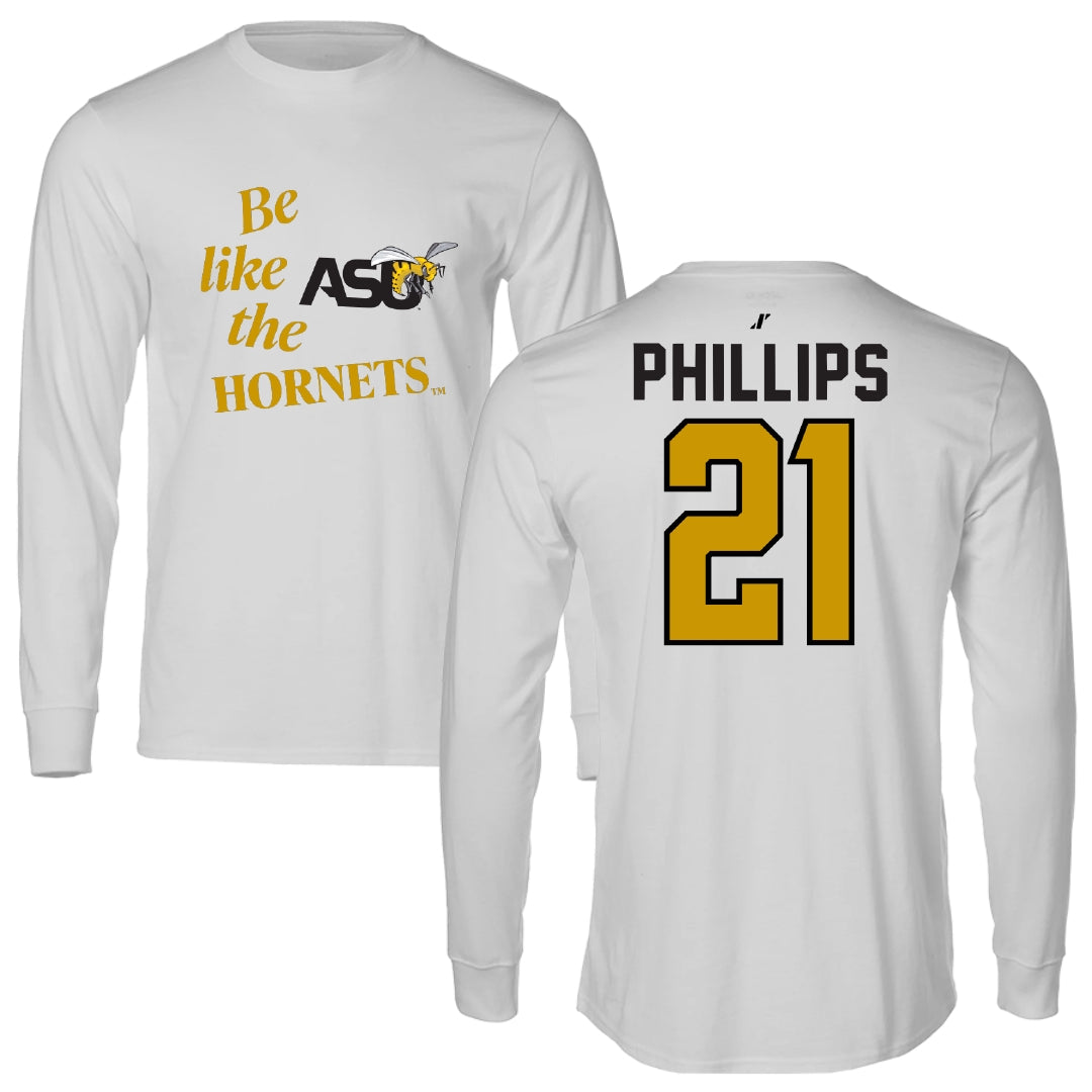 Alabama State University Football Light Gray Be Like Us Long Sleeve - #21 Tre Phillips