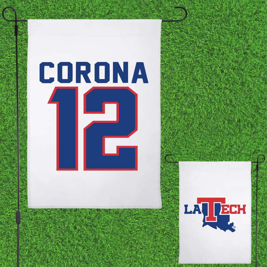 Louisiana Tech University Baseball White Garden Flag - #12 Jorge Corona