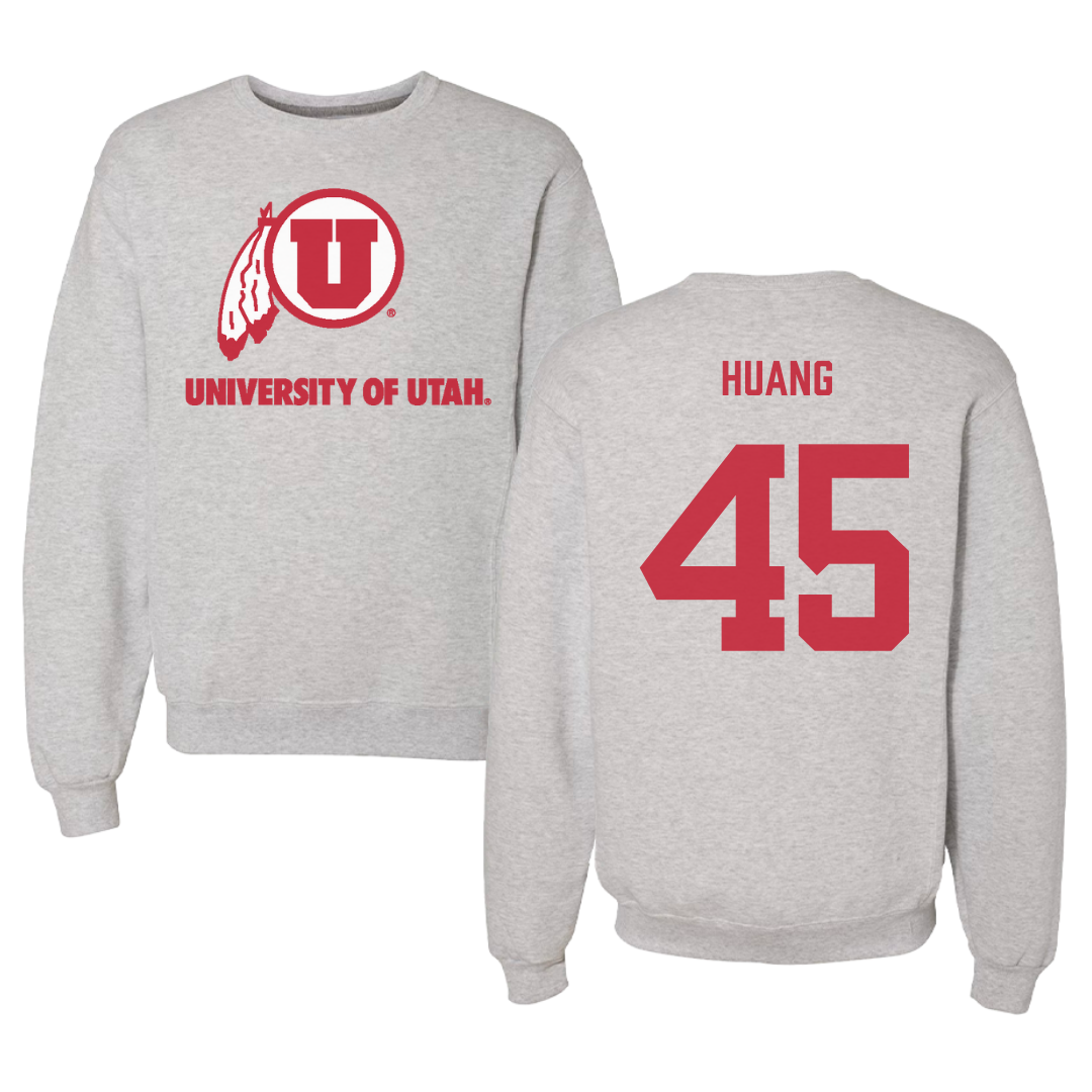 University of Utah Basketball Gray Crewneck - #45 Jerry Huang