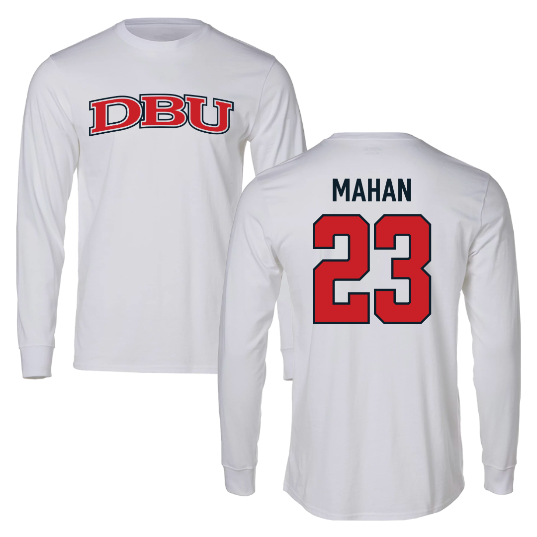 Dallas Baptist University Lacrosse White Performance Long Sleeve - #23 Devin Mahan