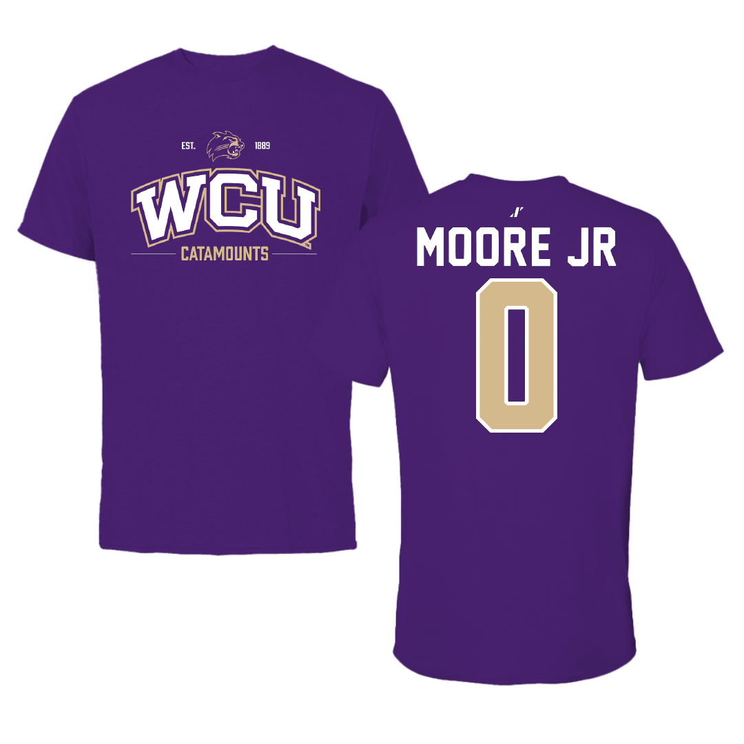 Western Carolina University Football Purple General Tee - #0 Ken Moore Jr