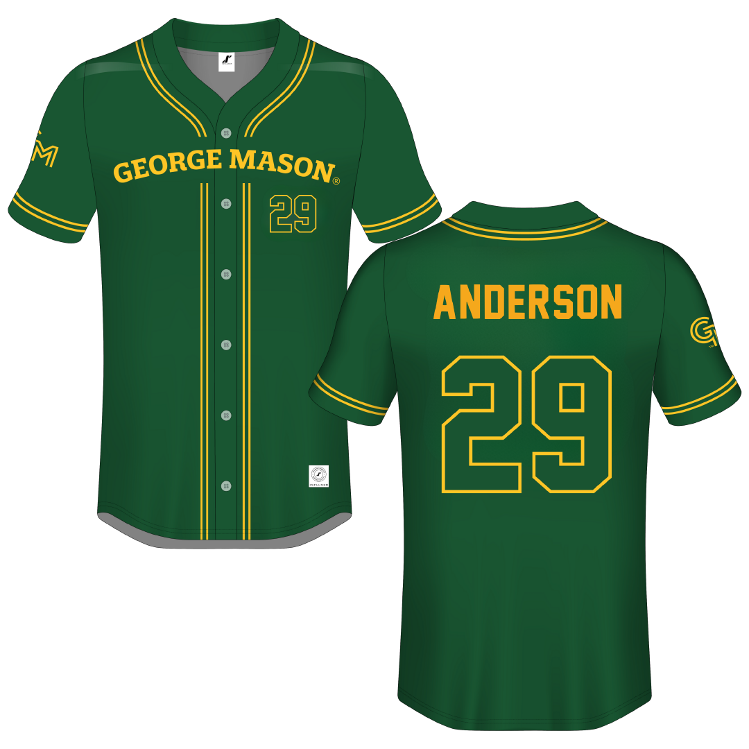 George Mason University Green GM Button-Down Jersey - #29 Jordan Anderson