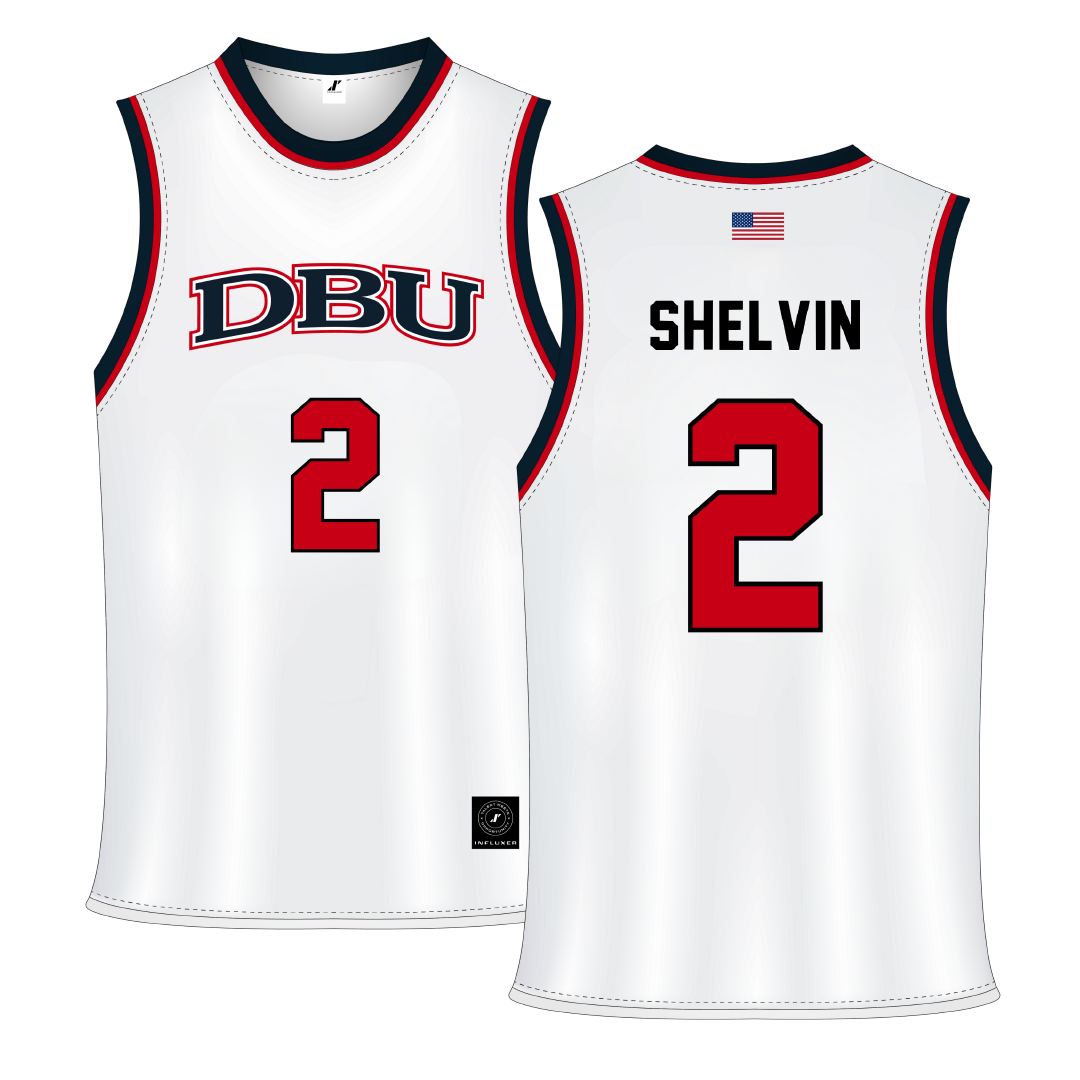 Dallas Baptist University White Basketball Jersey - #2 Jaden Shelvin