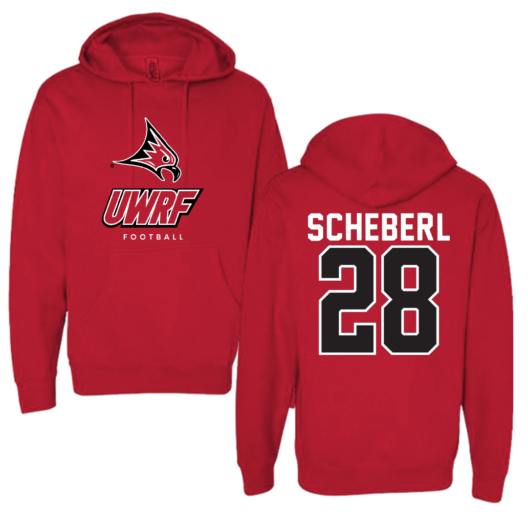 University of Wisconsin-River Falls Football Red Hoodie - #28 Justin Scheberl