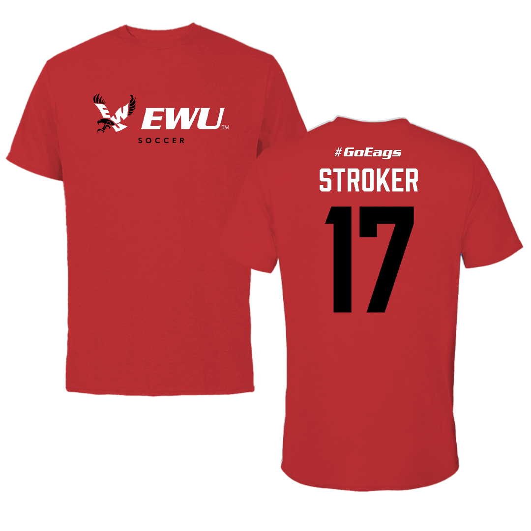 Eastern Washington University Soccer Red Block Performance Tee - #17 Kyla Stroker