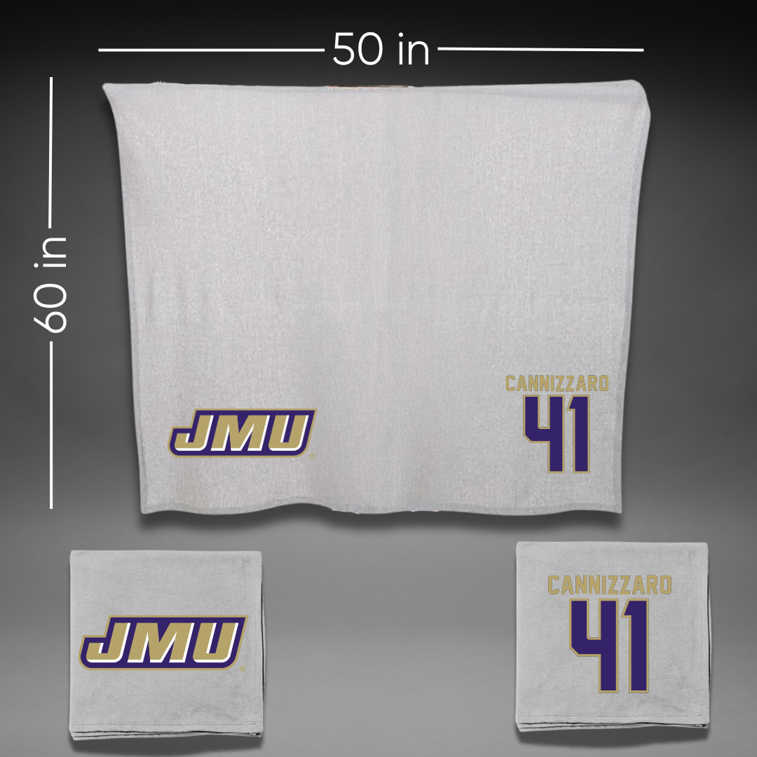 James Madison University Baseball Gray Blanket - #41 Jack Cannizzaro