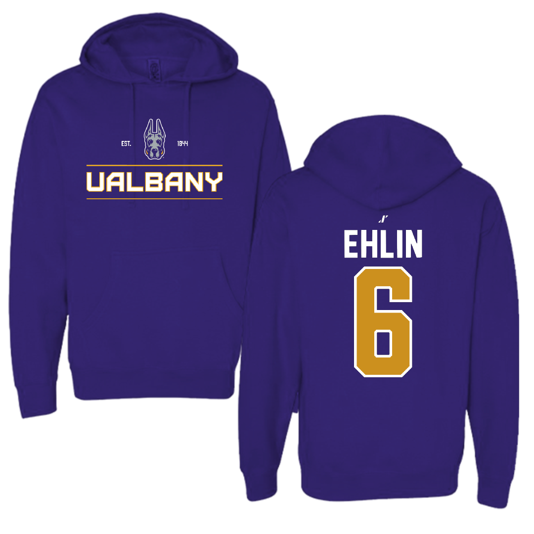 University at Albany Soccer Purple General Hoodie - #6 Elias Ehlin