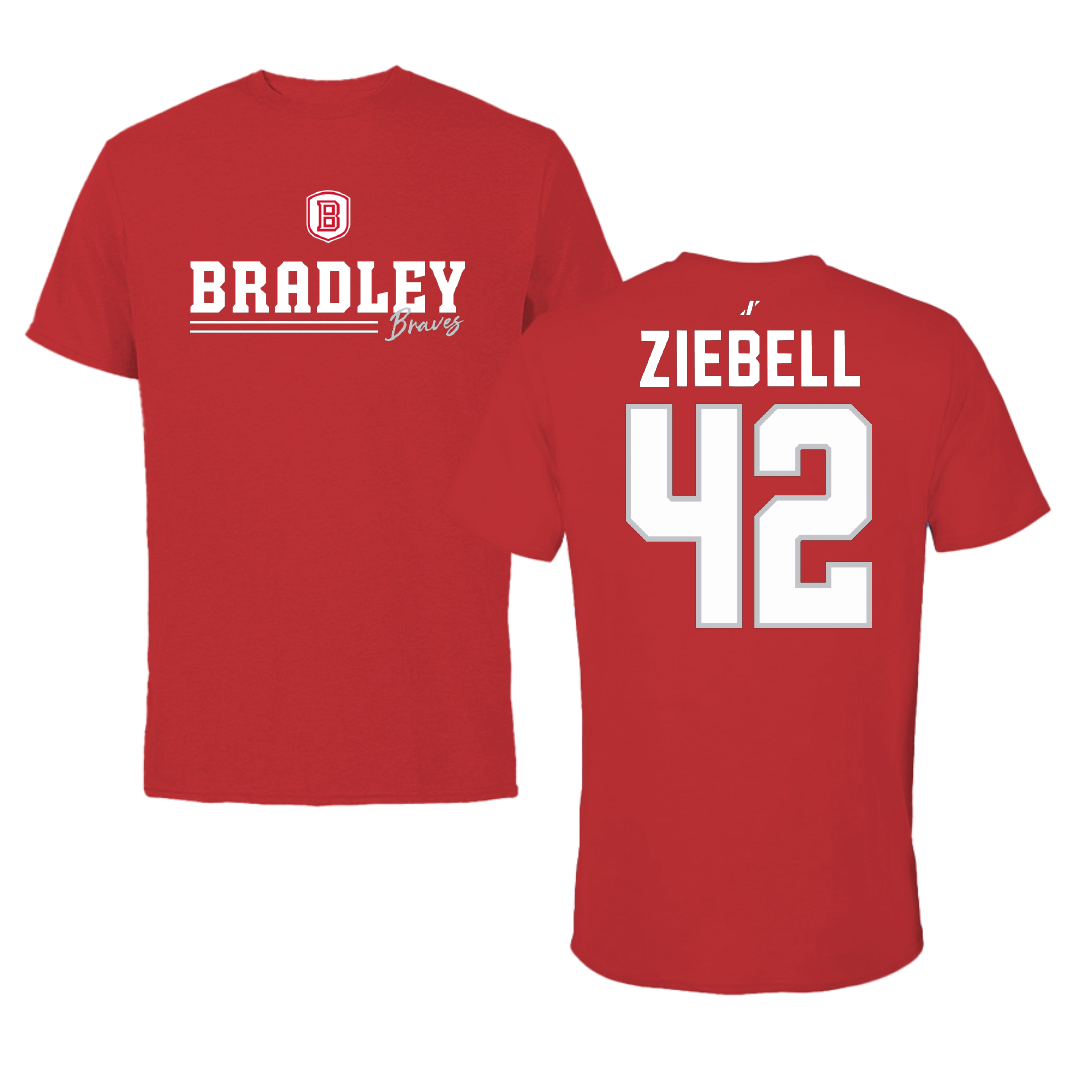 Bradley University Basketball Red General Tee - #42 Callie Ziebell