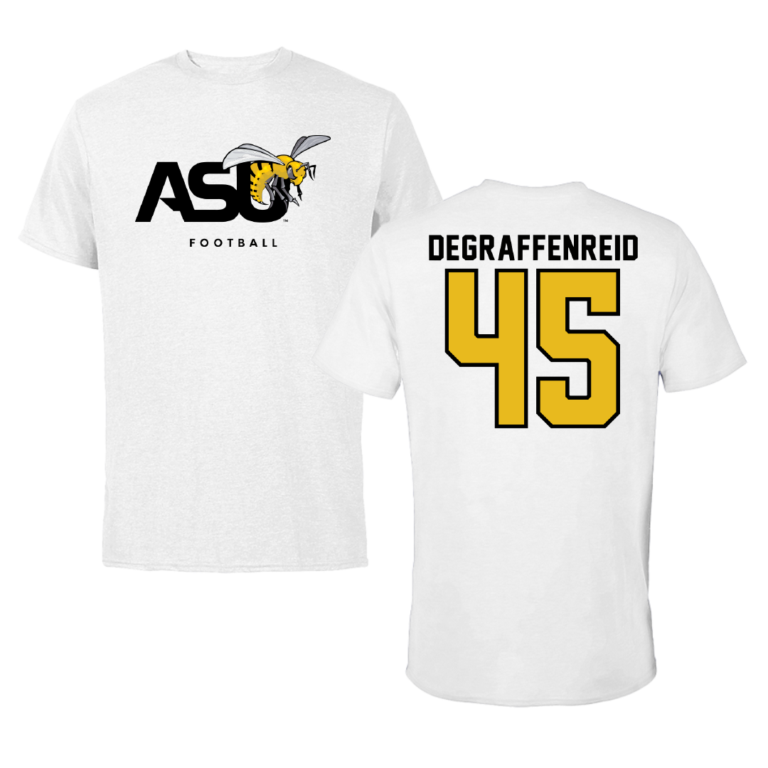 Alabama State University Football White ASU Performance Tee - #45 Grant DeGraffenreid
