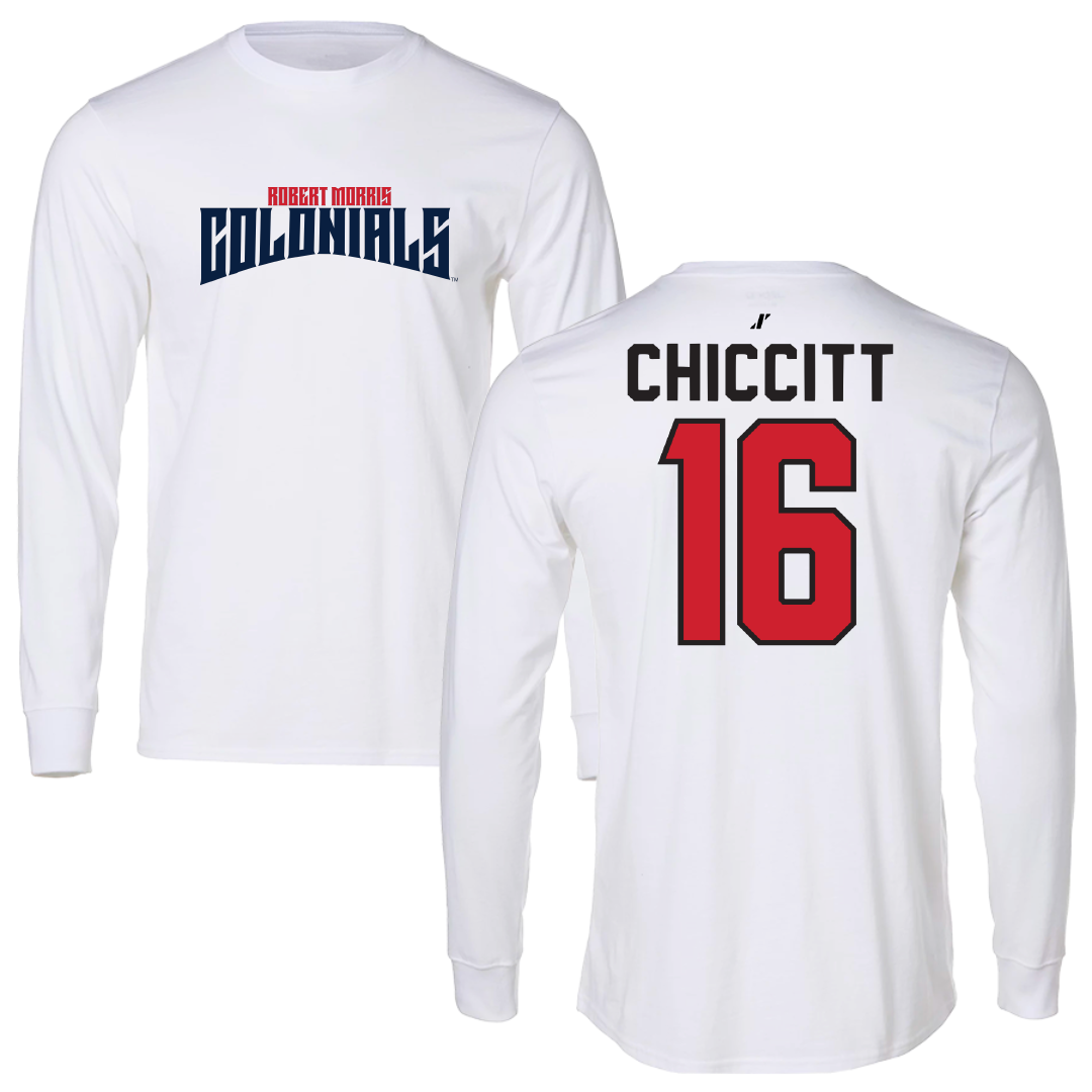 Robert Morris University Football White Classic Performance Long Sleeve - #16 Anthony Chiccitt
