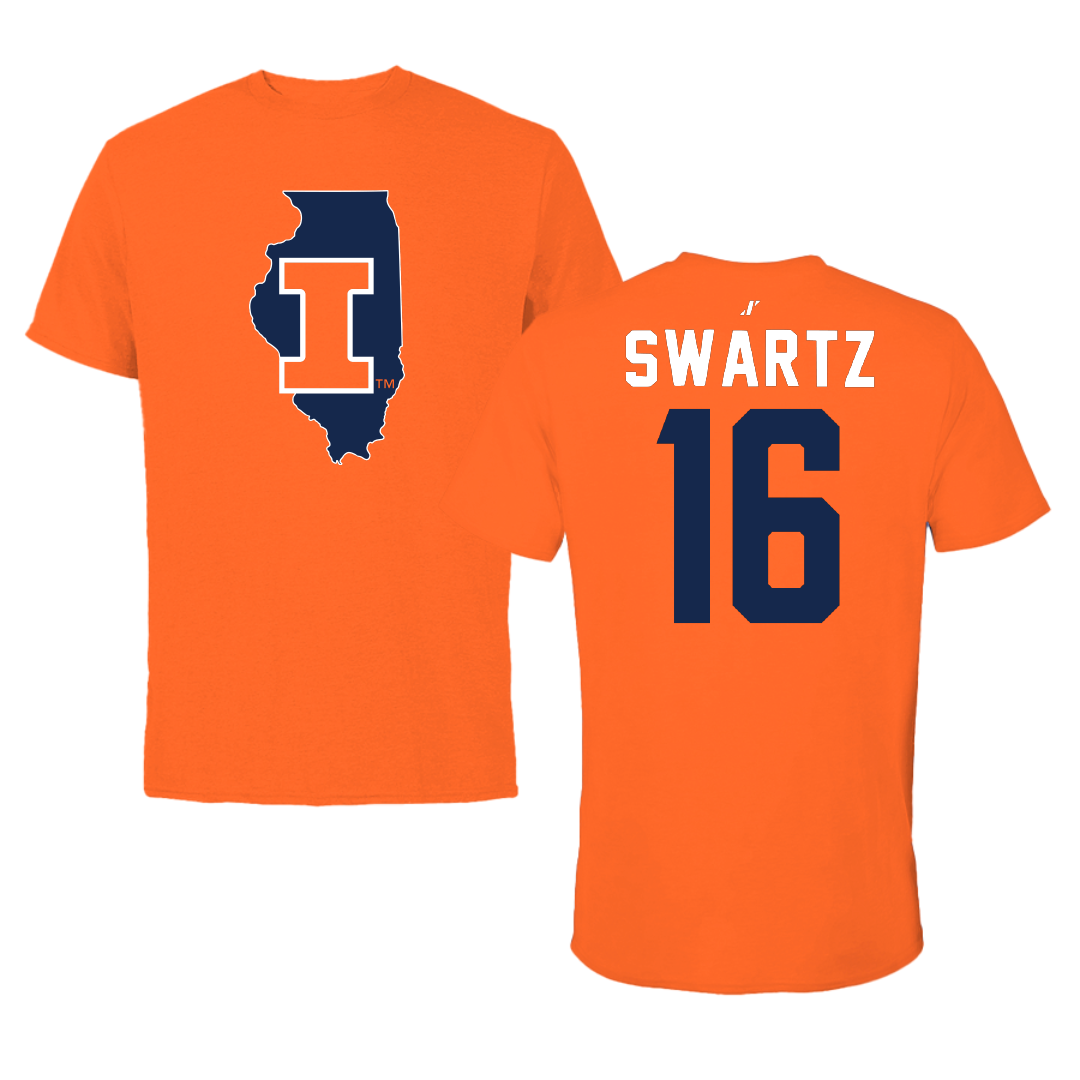 University of Illinois Baseball Orange State Tee - #16 Jake Swartz