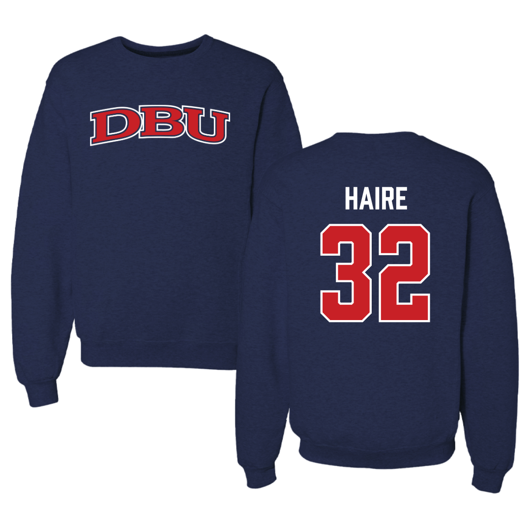 Dallas Baptist University Basketball Navy DBU Crewneck - #32 Justin Haire
