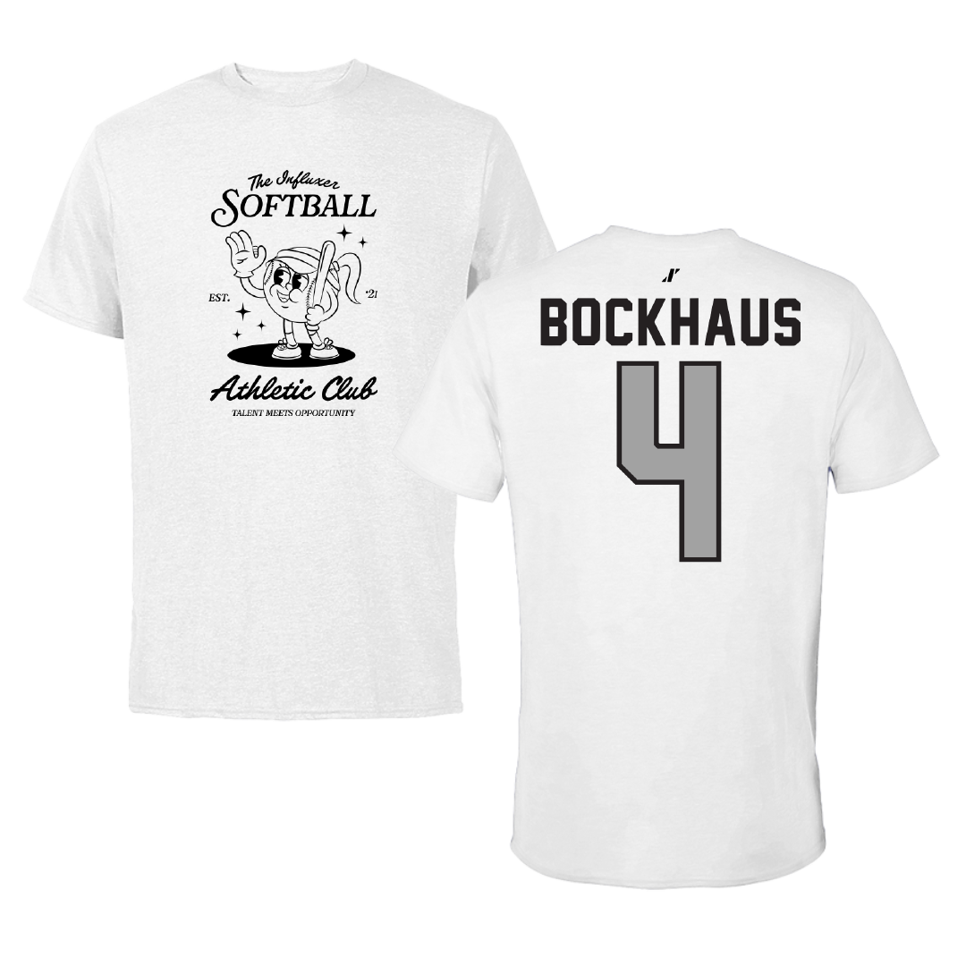 Softball White Influxer Athletic Club Tee - #4 Brooklynn Bockhaus