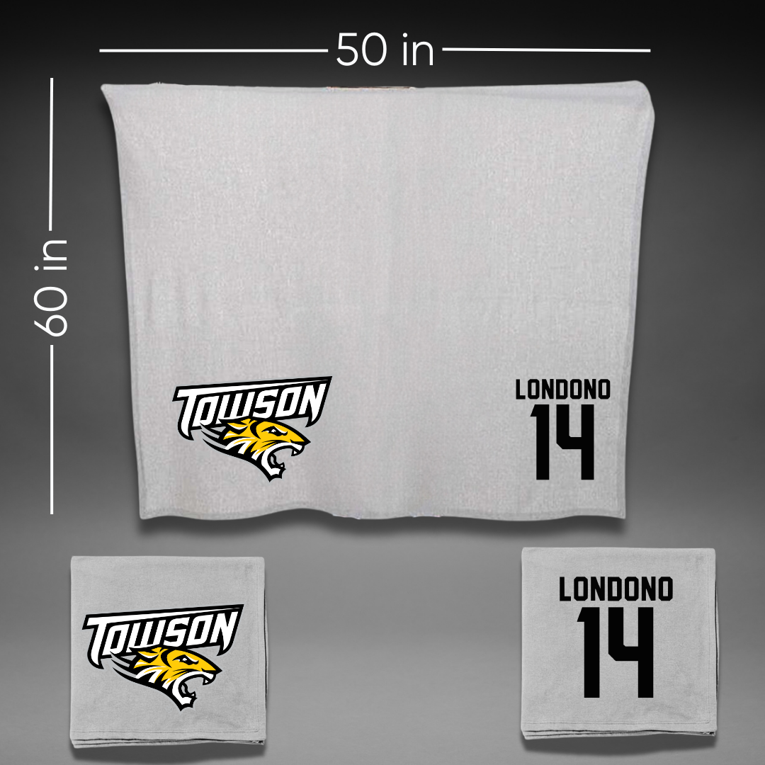 Towson University Football Gray Blanket - #14 Lukkas Londono