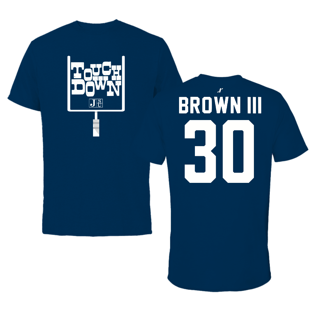 Jackson State University Football Navy Touchdown Tee - #30 John Brown III