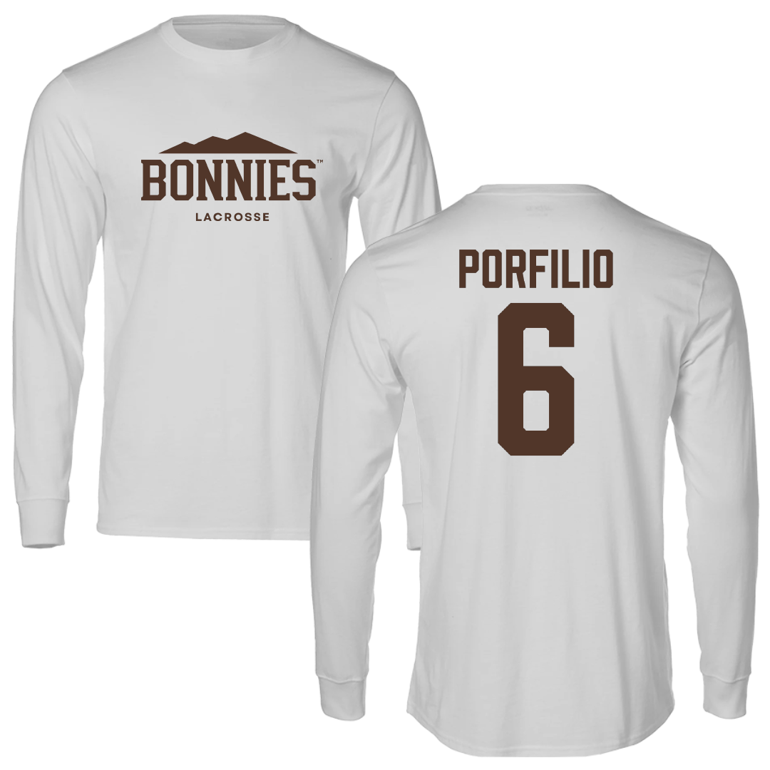 St. Bonaventure University Lacrosse Light Gray Performance Long Sleeve - #6 Nick Porfilio