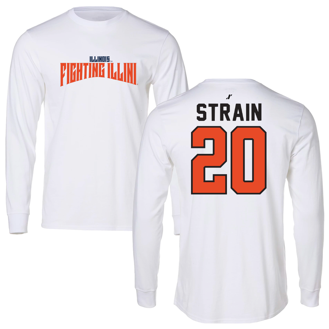 University of Illinois Football White Classic Long Sleeve - #20 Tyler Strain