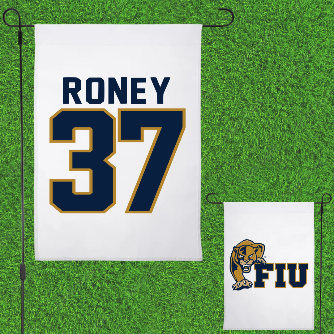 Florida International University Baseball White Garden Flag - #37 Brendan Roney