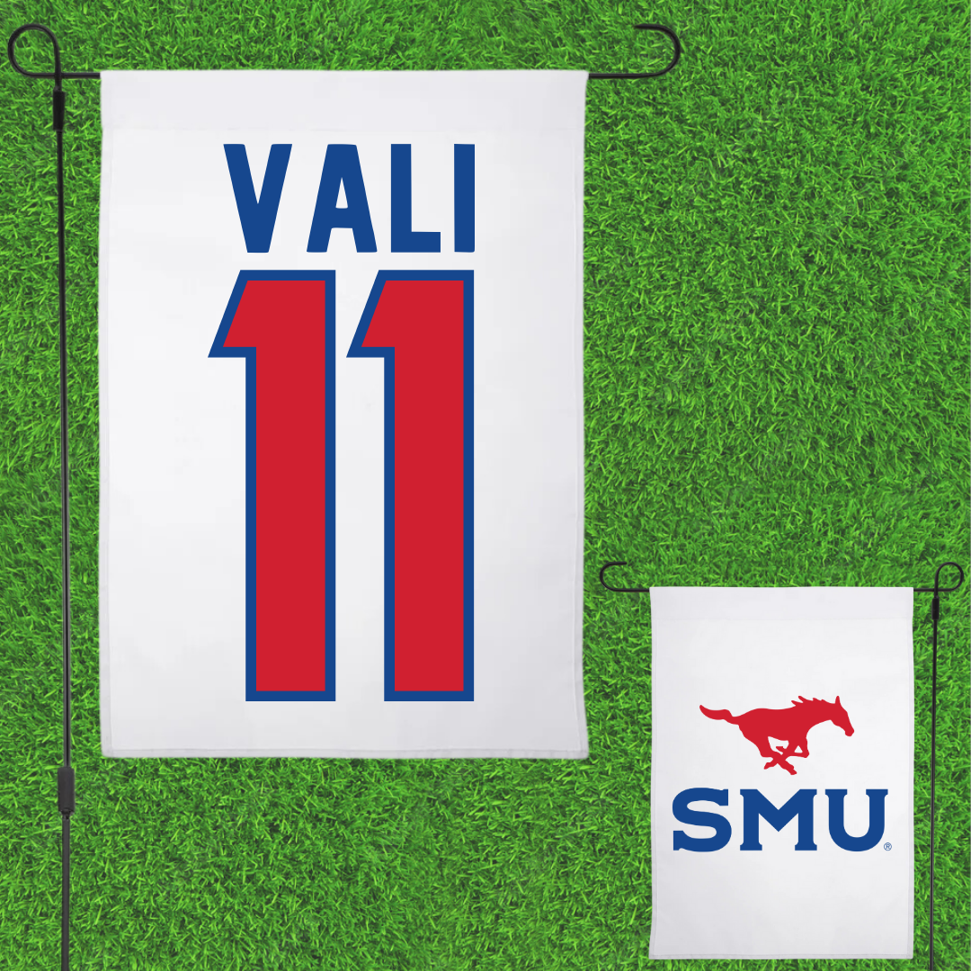 Southern Methodist University Soccer White Garden Flag - #11 Addison Vali