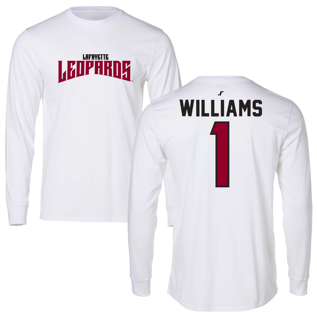 Lafayette College Basketball White Classic Long Sleeve - #1 Caleb Williams