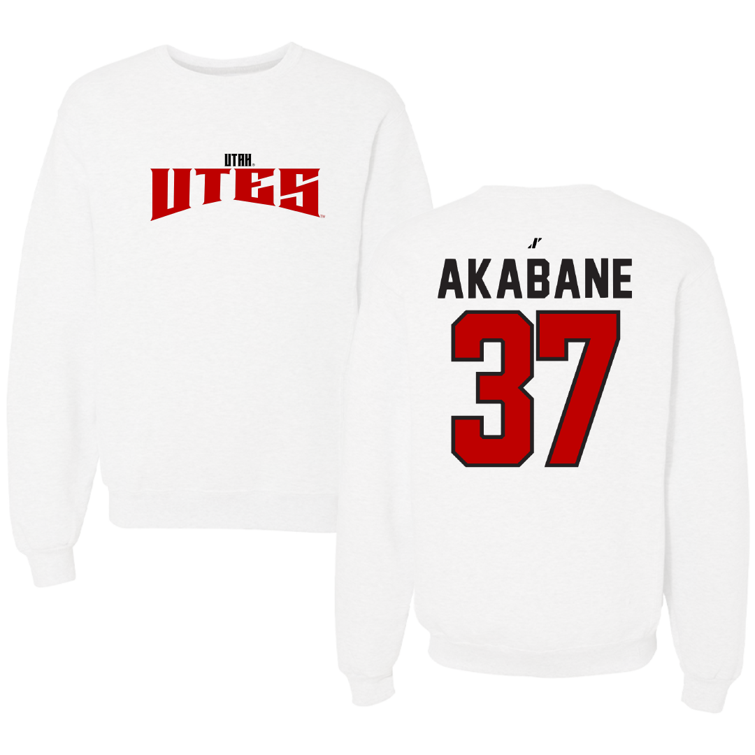 University of Utah Lacrosse White Classic Crewneck - #37 Trey Akabane