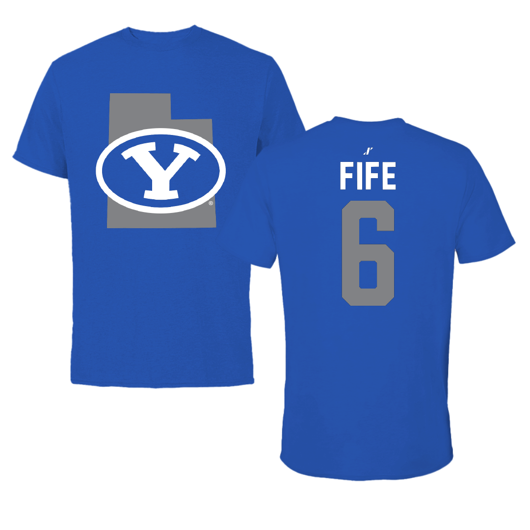 Brigham Young University Volleyball Blue State Performance Tee - #6 Jackson Fife