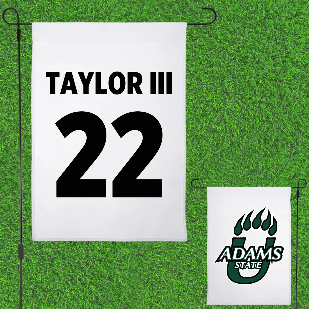 Adams State University Football White Garden Flag - #22 Dervin Taylor III