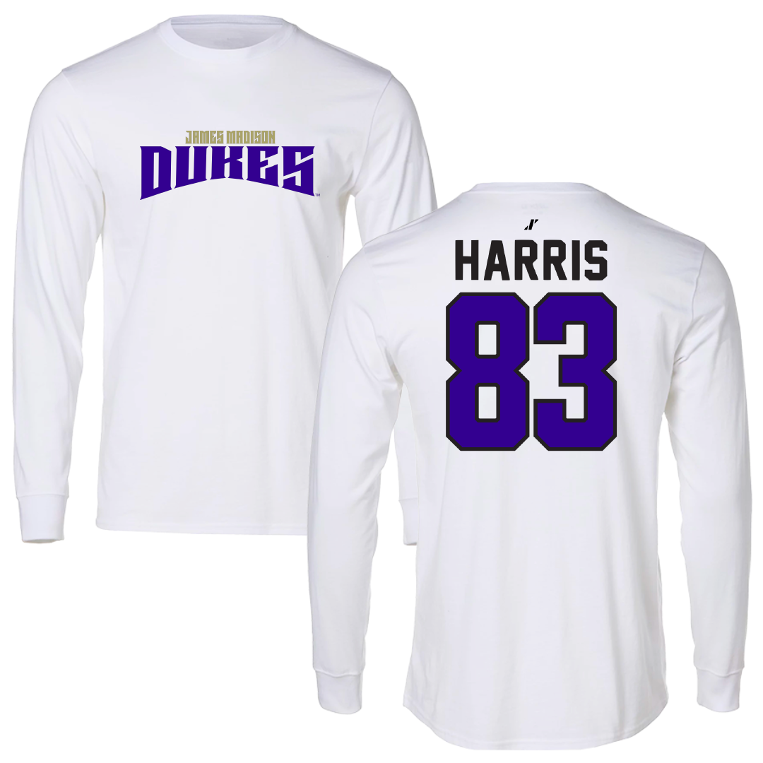 James Madison University Football White Classic Long Sleeve - #83 Erick Harris