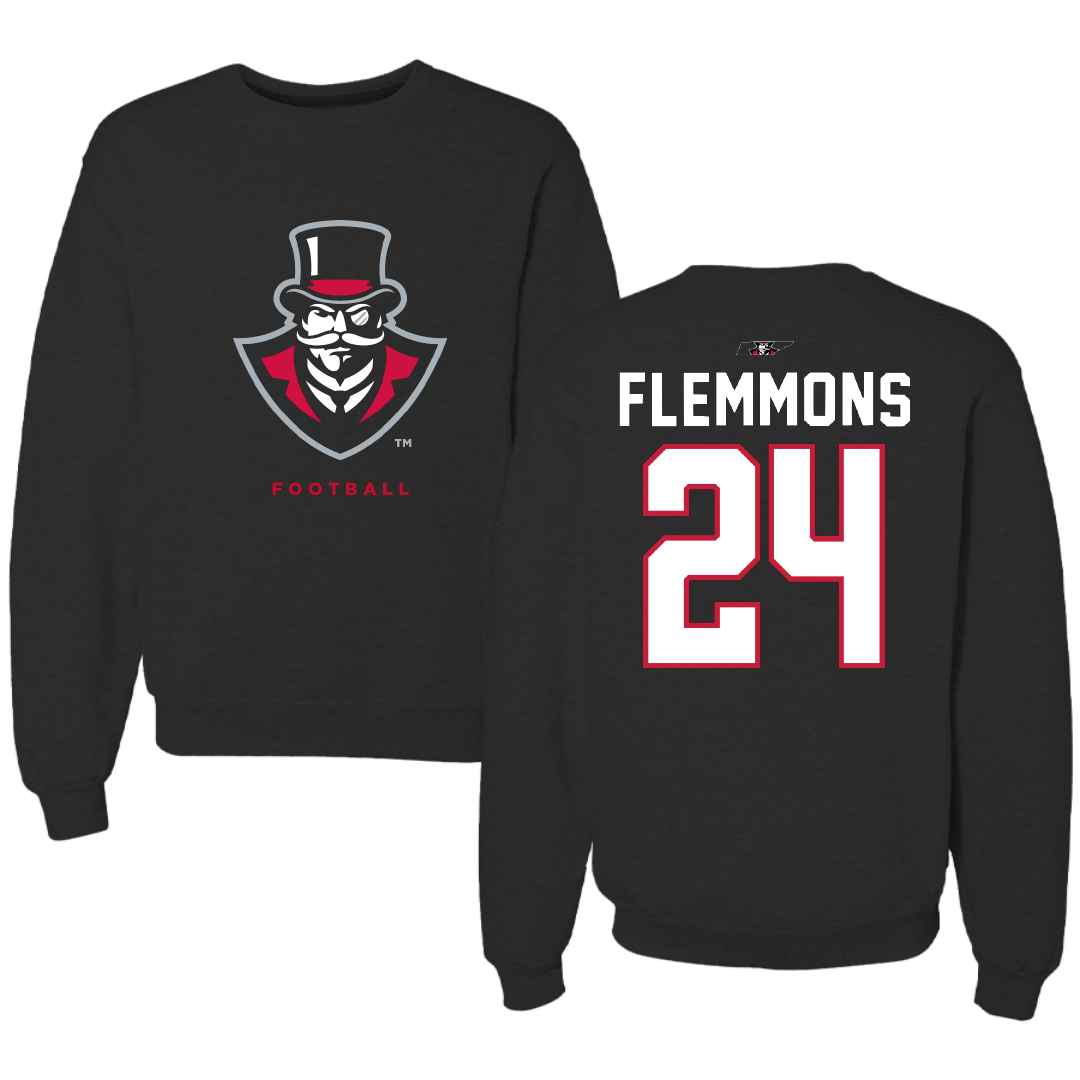Austin Peay State University Football Black Mascot Crewneck - #24 Jeremiah Flemmons