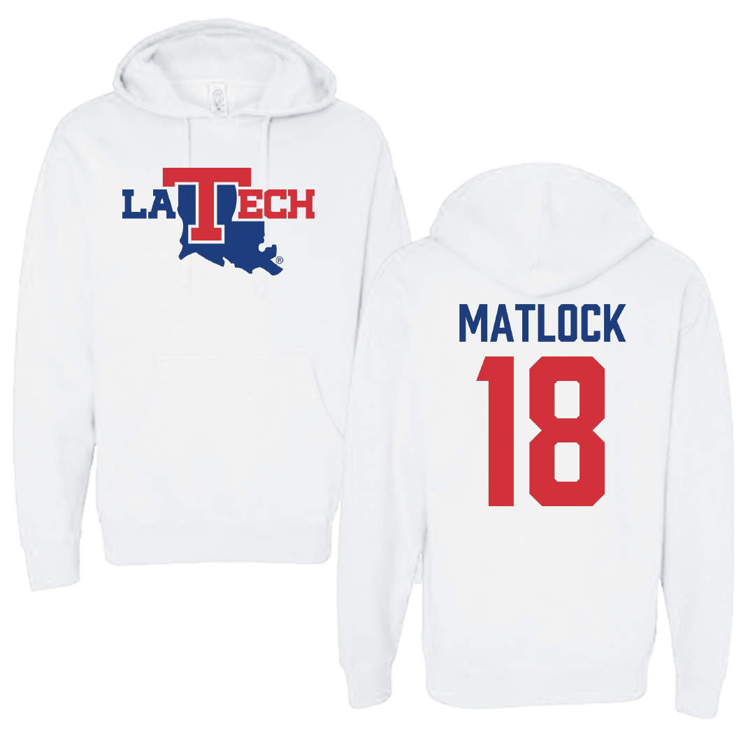 Louisiana Tech University Soccer White Hoodie - #18 Kalli Matlock