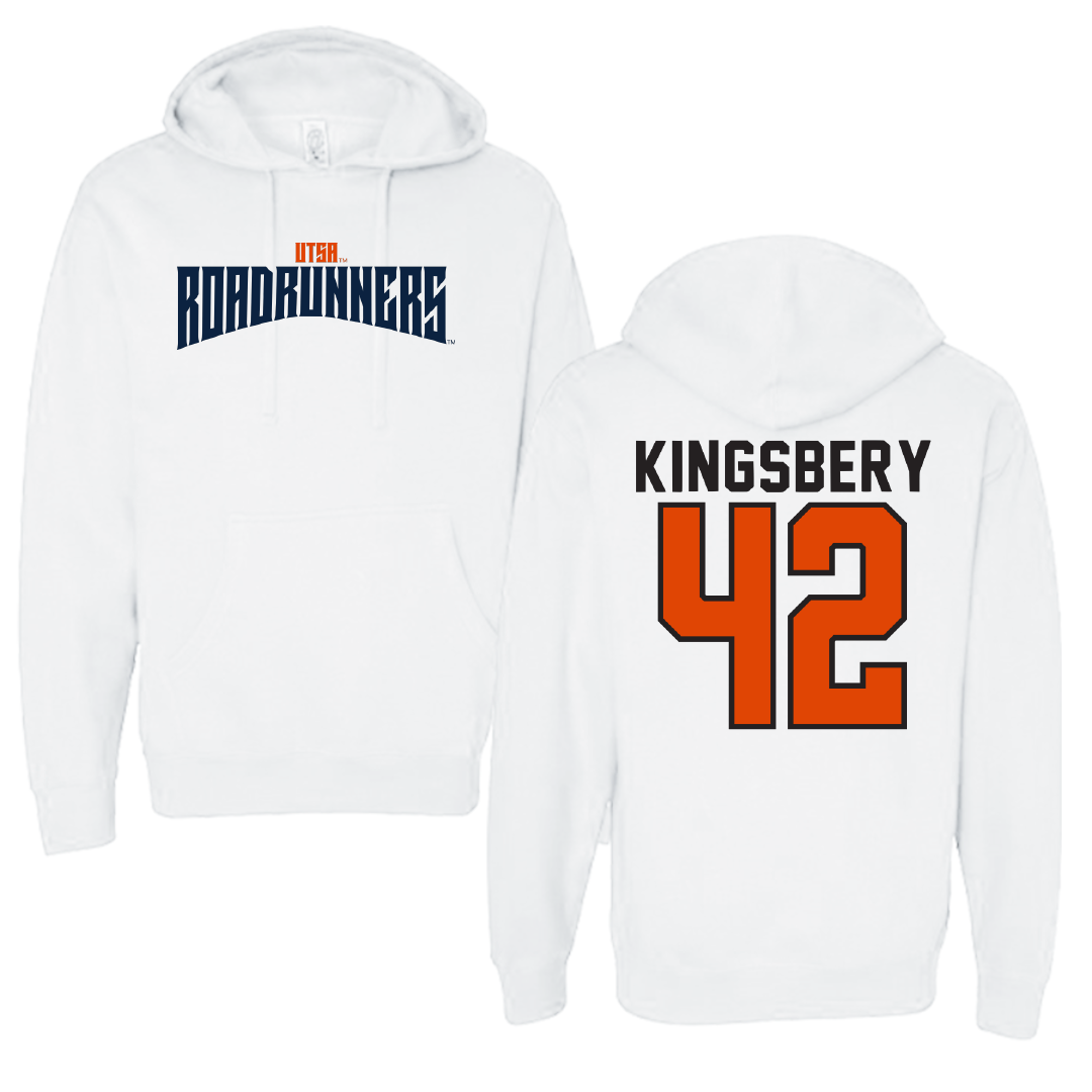 University of Texas at San Antonio Baseball White Classic Hoodie - #42 Fischer Kingsbery