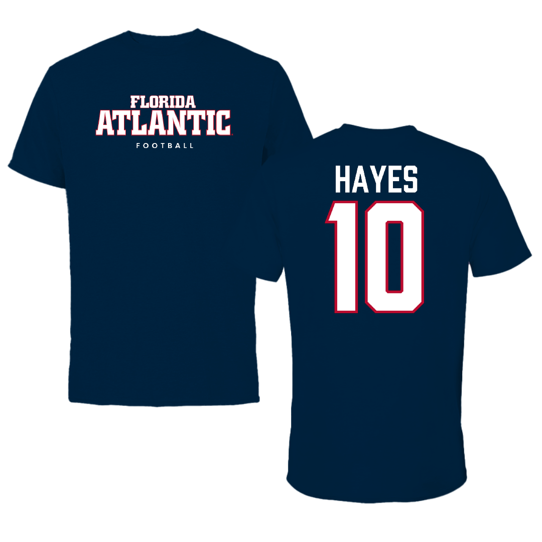 Florida Atlantic University Football Navy Block Performance Tee - #10 Omari Hayes