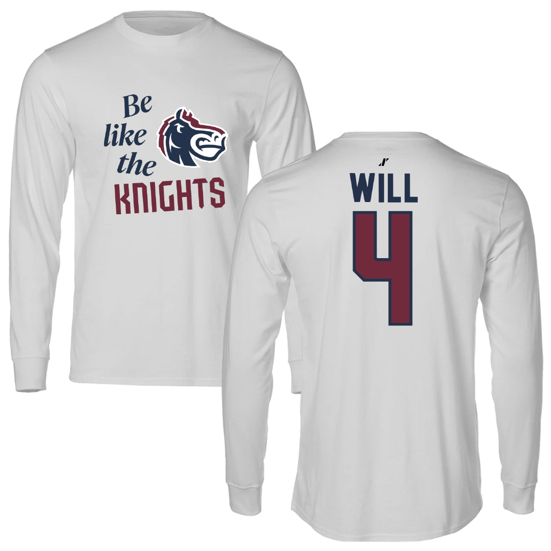 Fairleigh Dickinson University-Metropolitan Campus Baseball Light Gray Be Like Us Performance Long Sleeve - #4 Zack Will