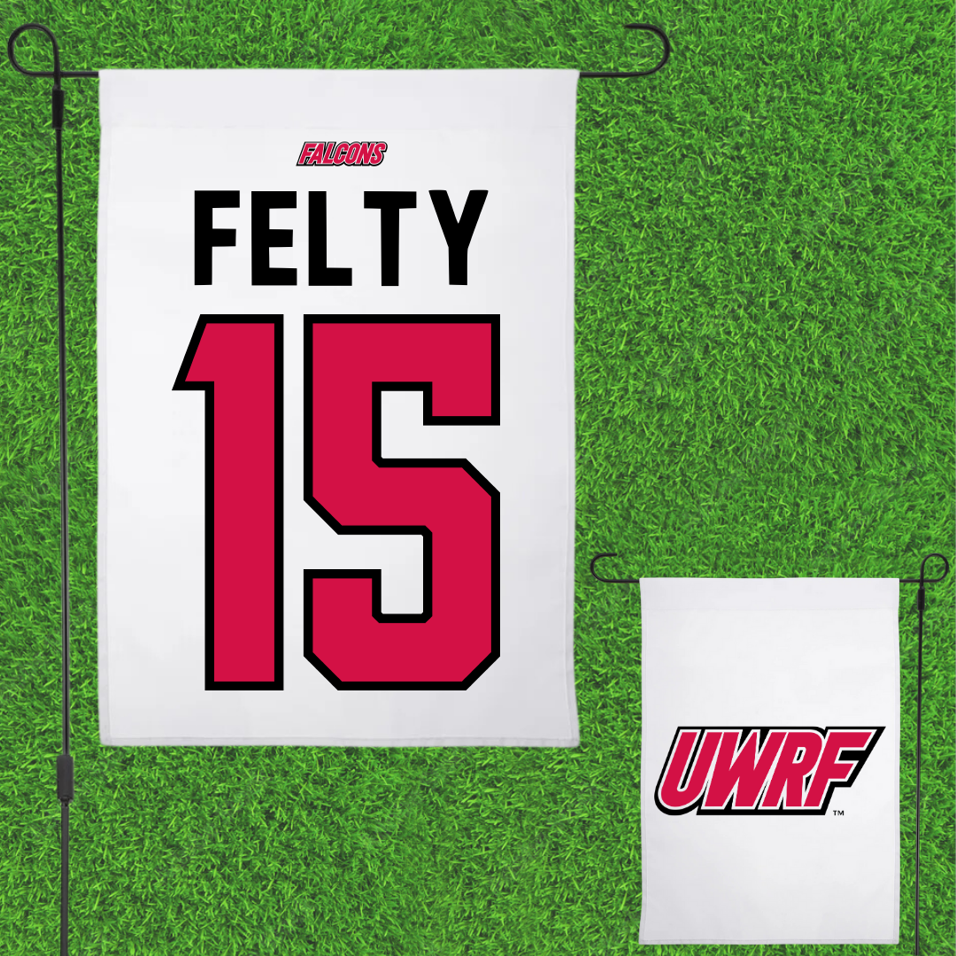 University of Wisconsin-River Falls Soccer White Garden Flag - #15 Elizabeth Felty