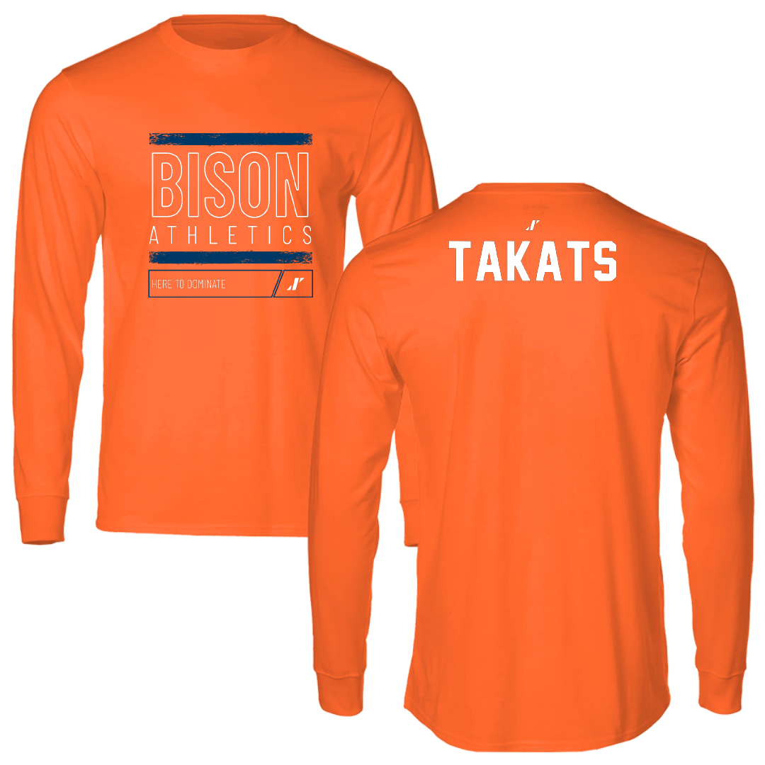Bucknell University Wrestling Orange Dominate Performance Long Sleeve - Myles Takats