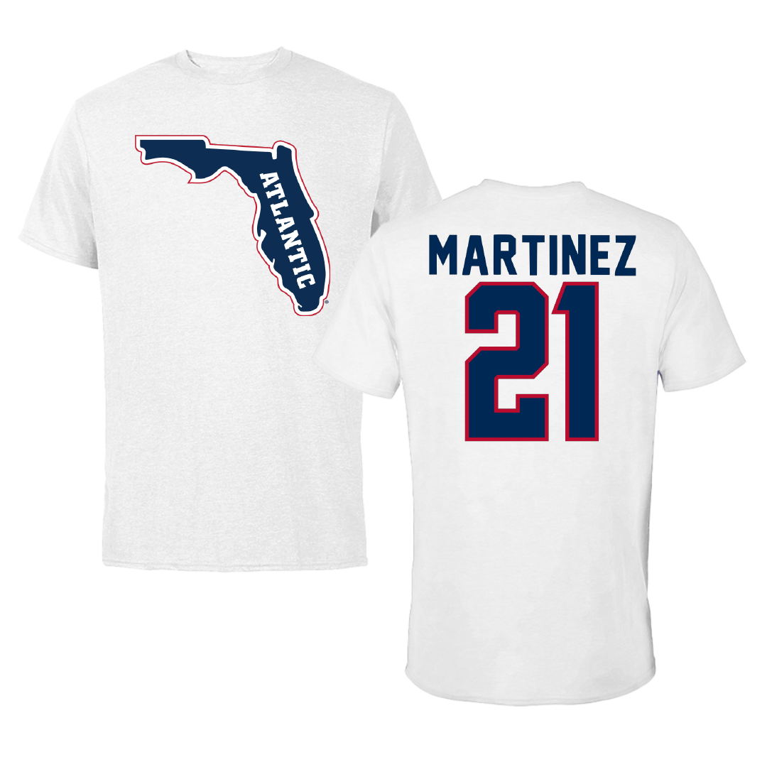Florida Atlantic University Baseball White Performance Tee - #21 John Martinez