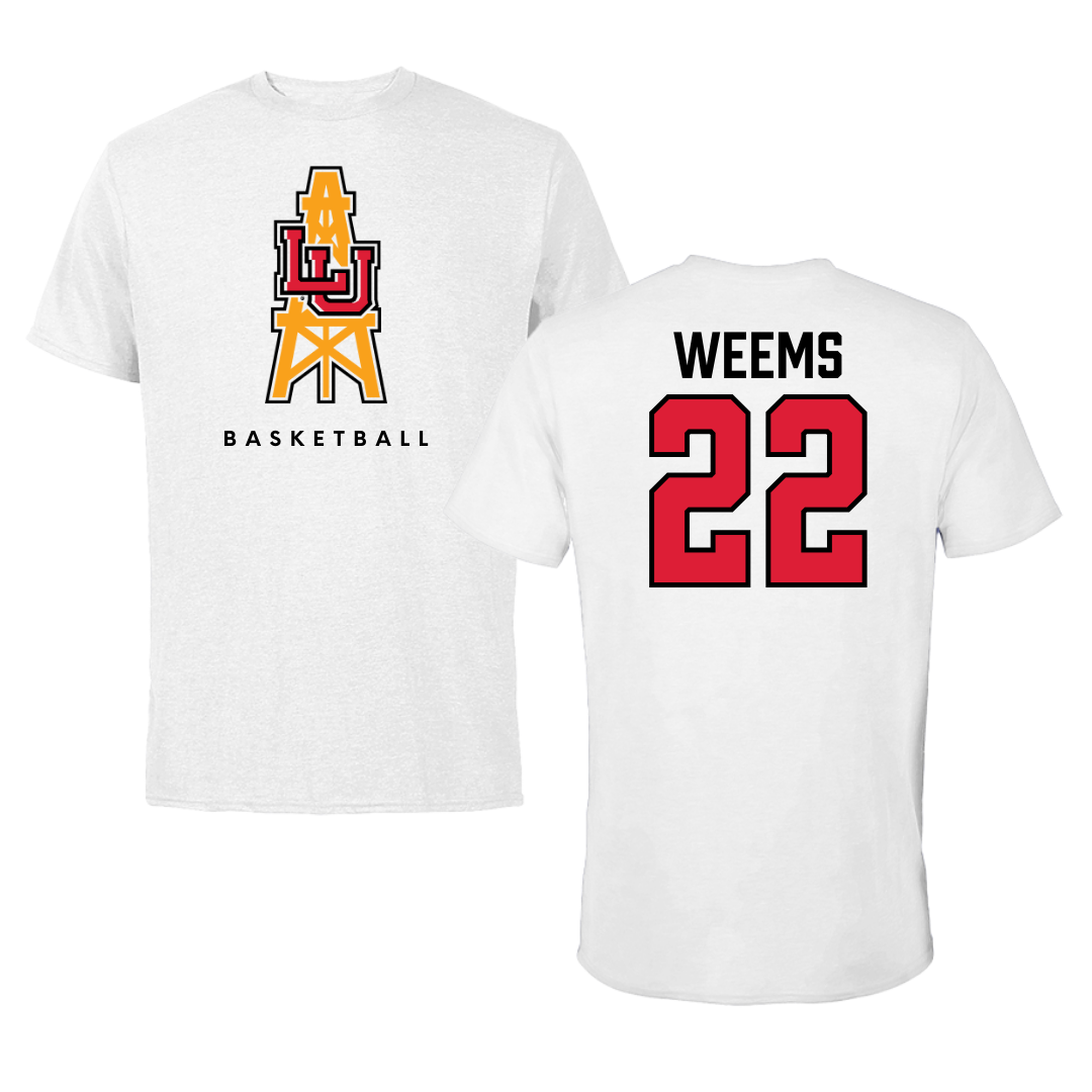 Lamar University Basketball White Performance Tee - #22 NJ Weems