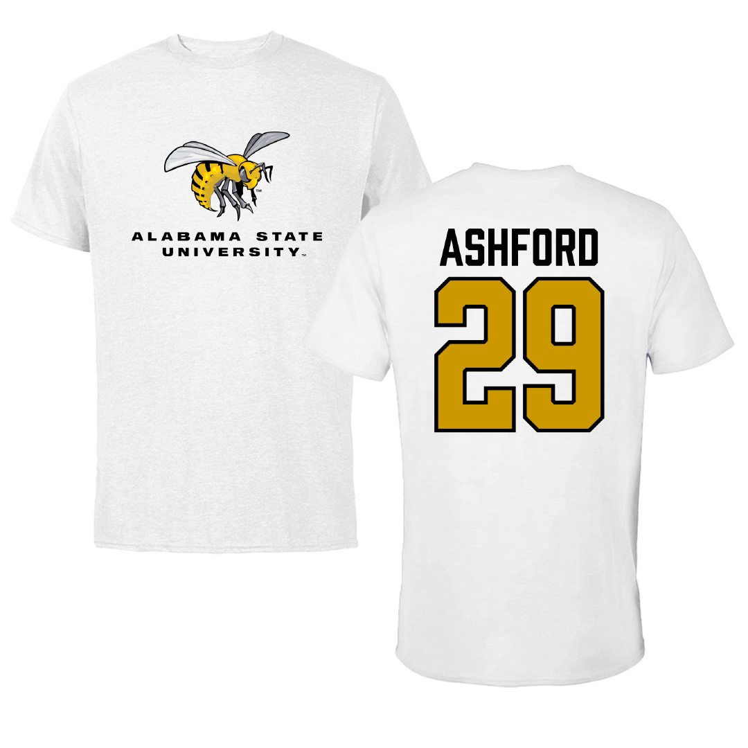 Alabama State University Football White Tee - #29 Ashton Ashford