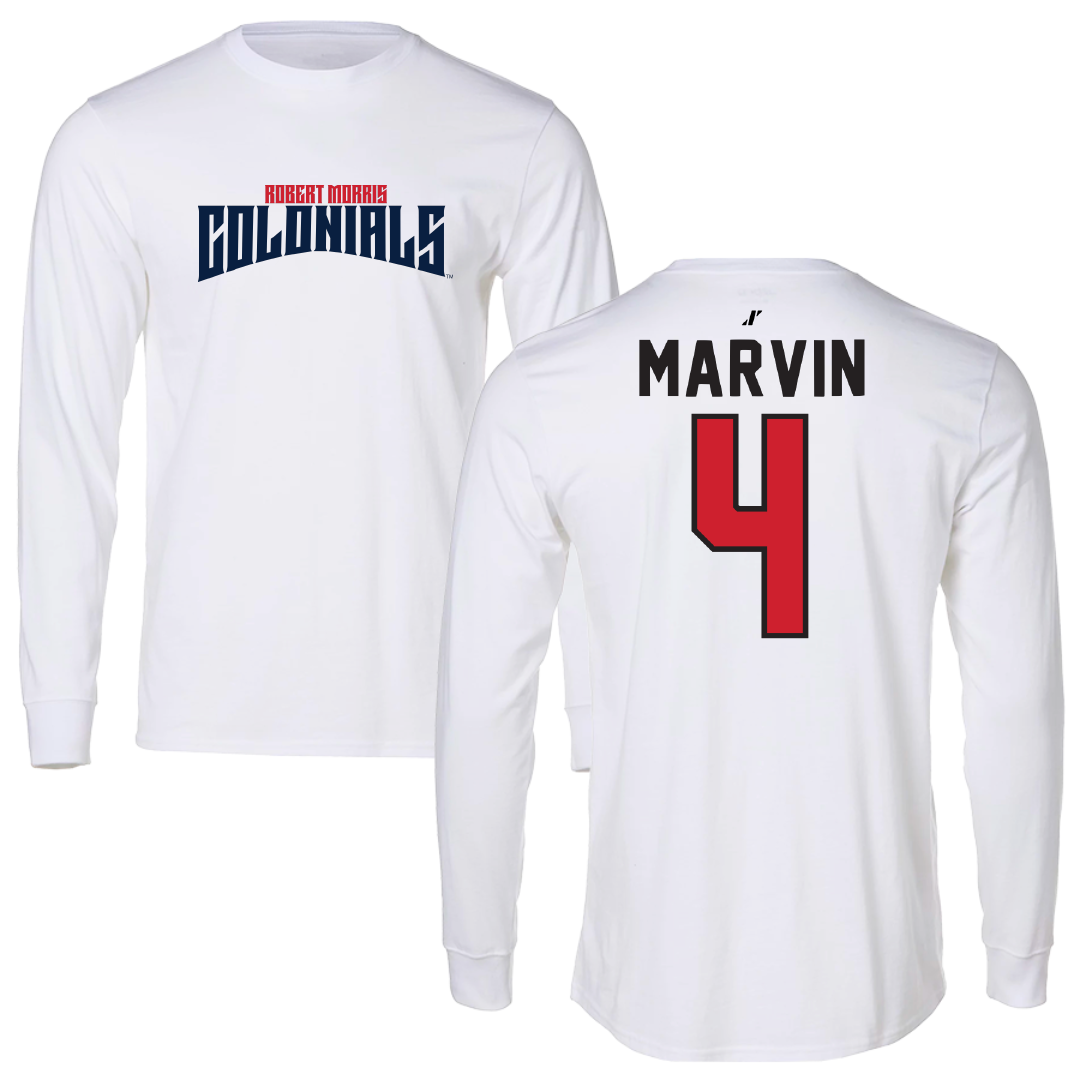 Robert Morris University Soccer White Classic Performance Long Sleeve - #4 Jillian Marvin