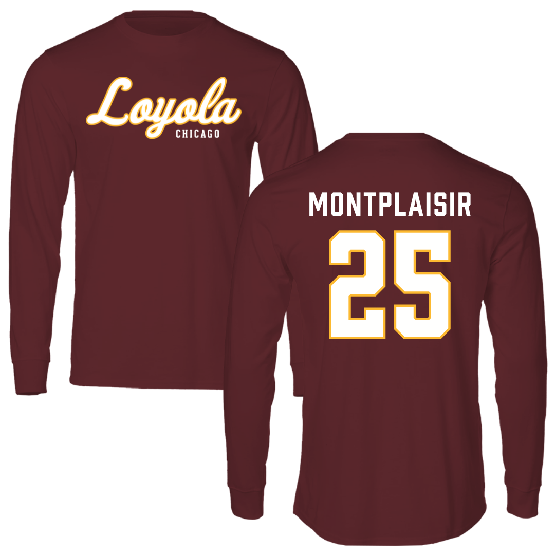 Loyola University-Chicago Volleyball Maroon Performance Long Sleeve - #25 Benjamin Montplaisir