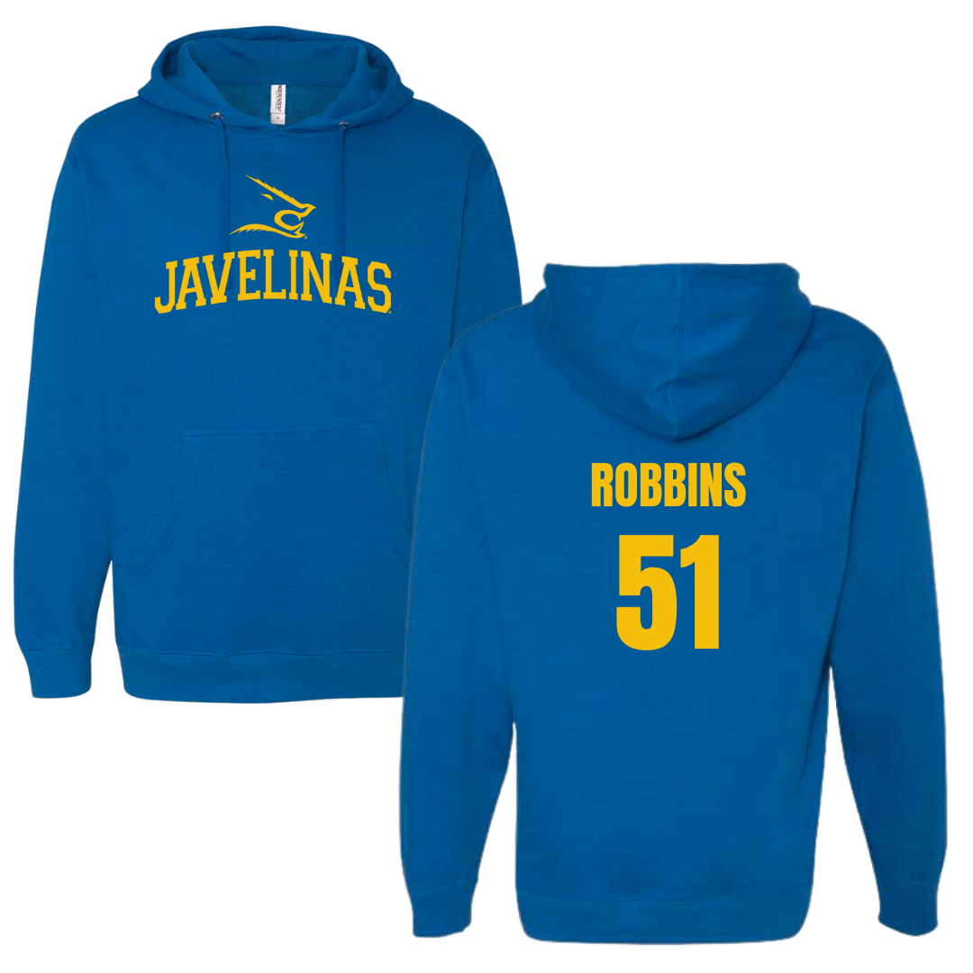 Texas A&M University-Kingsville Football Blue Hoodie - #51 Tre Robbins