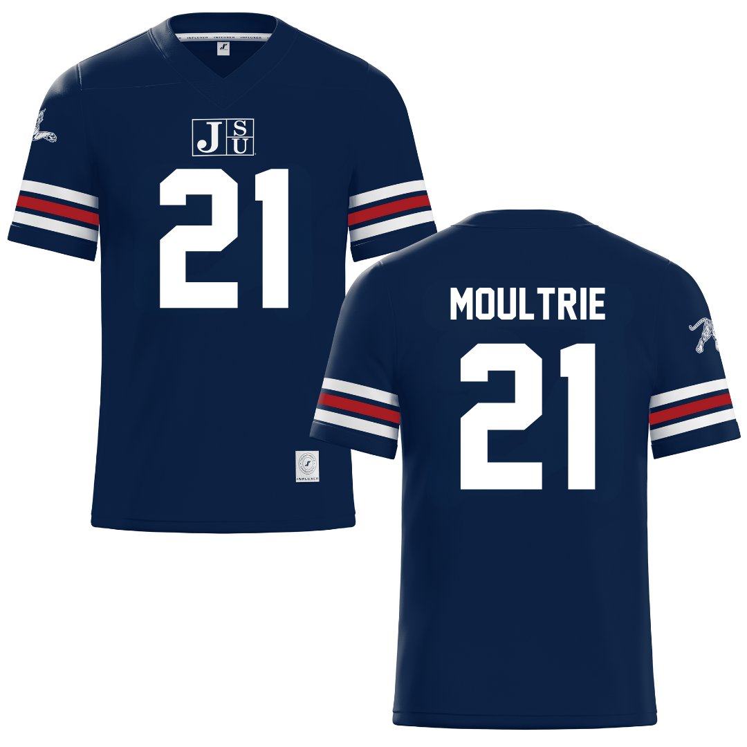 Jackson State University Navy Football Jersey - #21 Desmond Moultrie