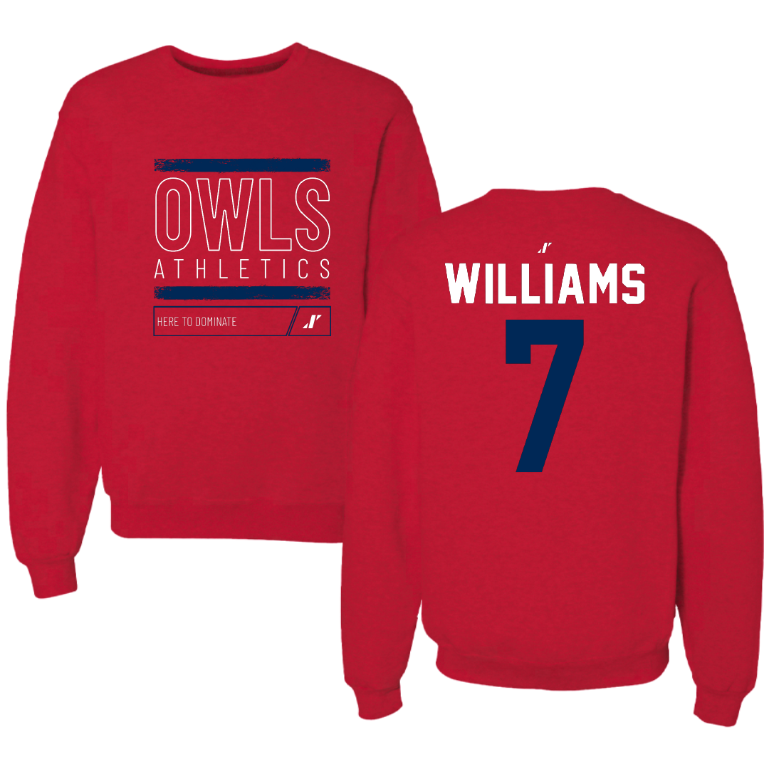 Florida Atlantic University Baseball Red Dominate Crewneck - #7 CJ Williams