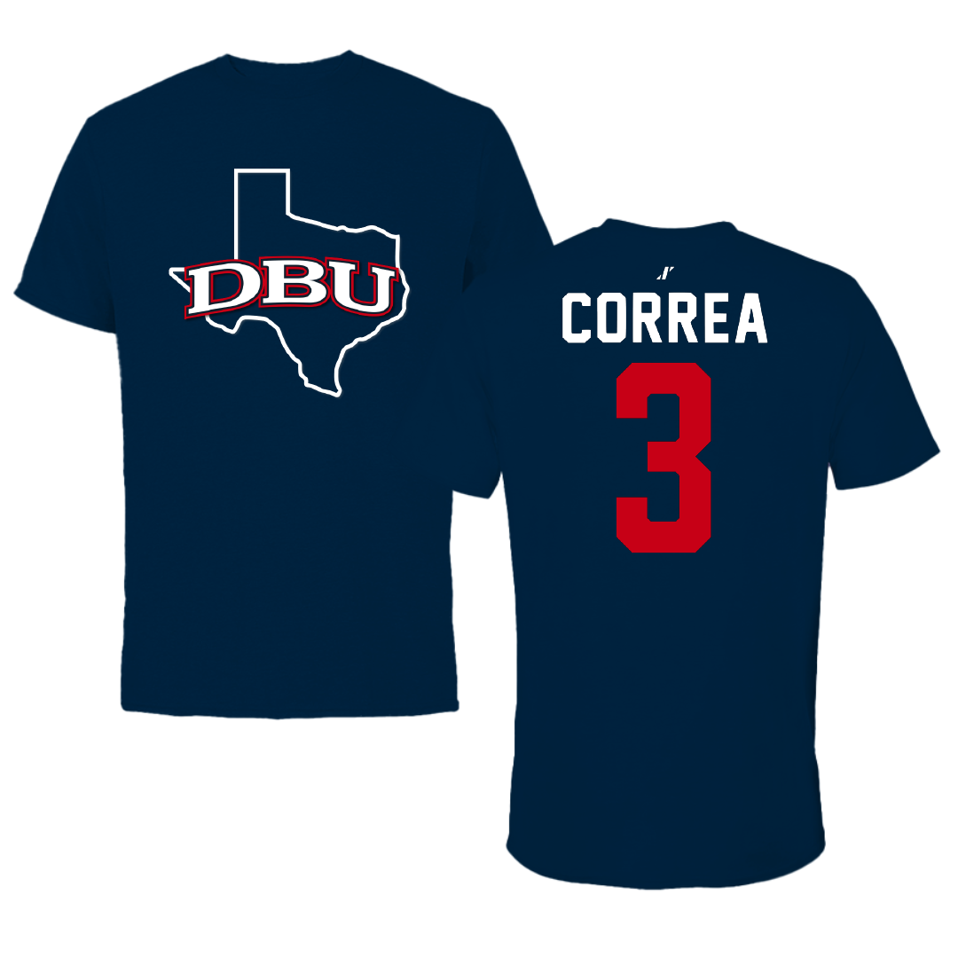 Dallas Baptist University Soccer Navy State Performance Tee - #3 Bruno Correa